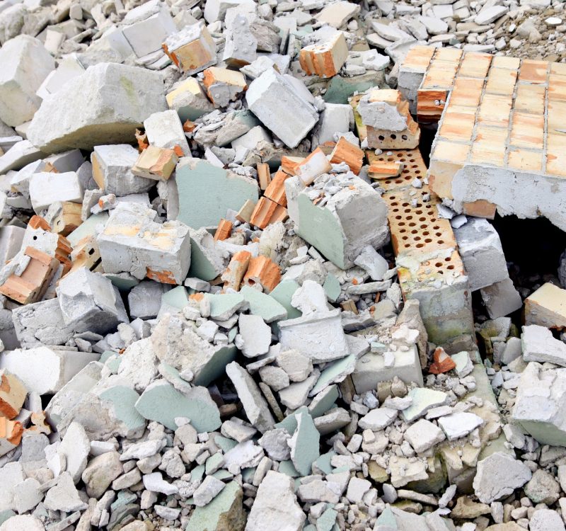 Pile of construction concrete debris, environmental background
